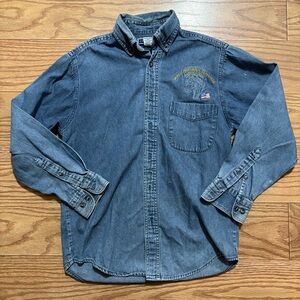 2002 World Percheron Congress America Denim Button Down Shirt Small Horse